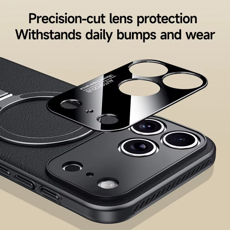 Heat-Dissipation Pivot Leather Case for iPhone 17/16/15 Series