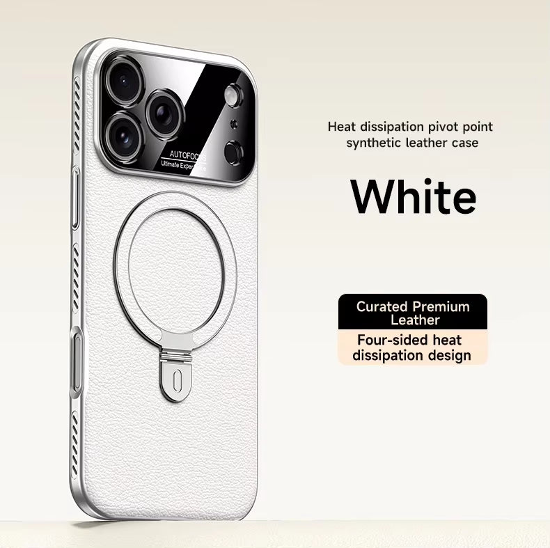 Heat-Dissipation Pivot Leather Case for iPhone 17/16/15 Series