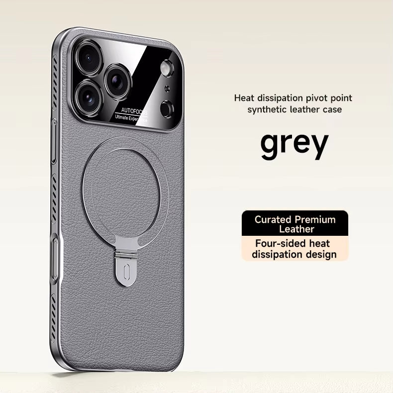 Heat-Dissipation Pivot Leather Case for iPhone 17/16/15 Series
