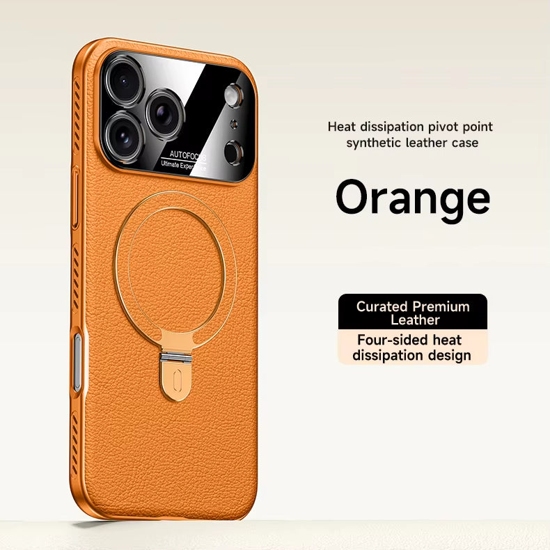 Heat-Dissipation Pivot Leather Case for iPhone 17/16/15 Series