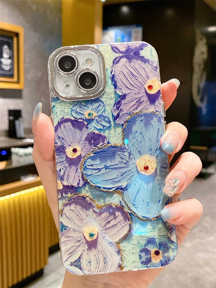 Art oil painting with diamond flowers, beautiful and very cute, ladies fashion cases suitable for iPhone/Samsung series mobile phone cases