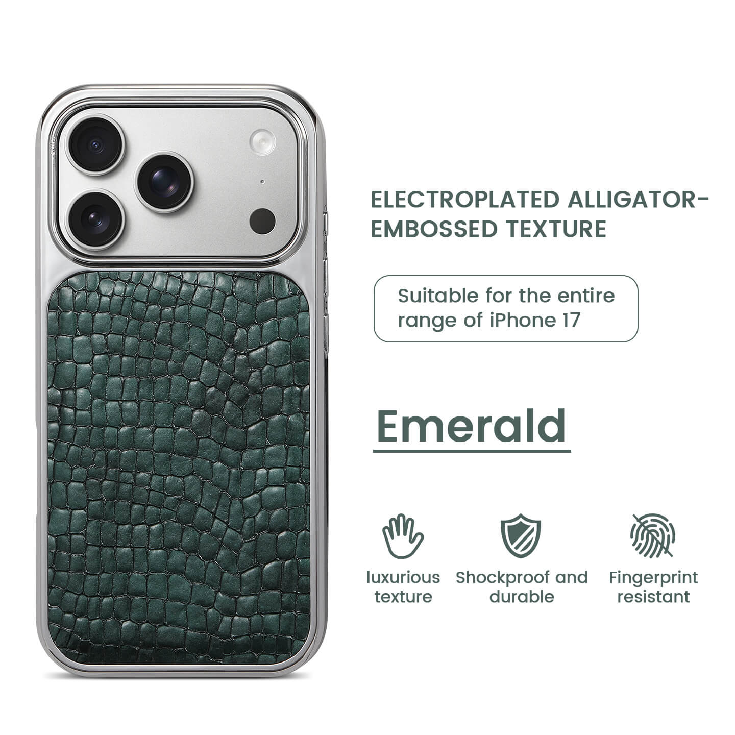 Crocodile Texture Electroplated Frame Case for iPhone 17 Series