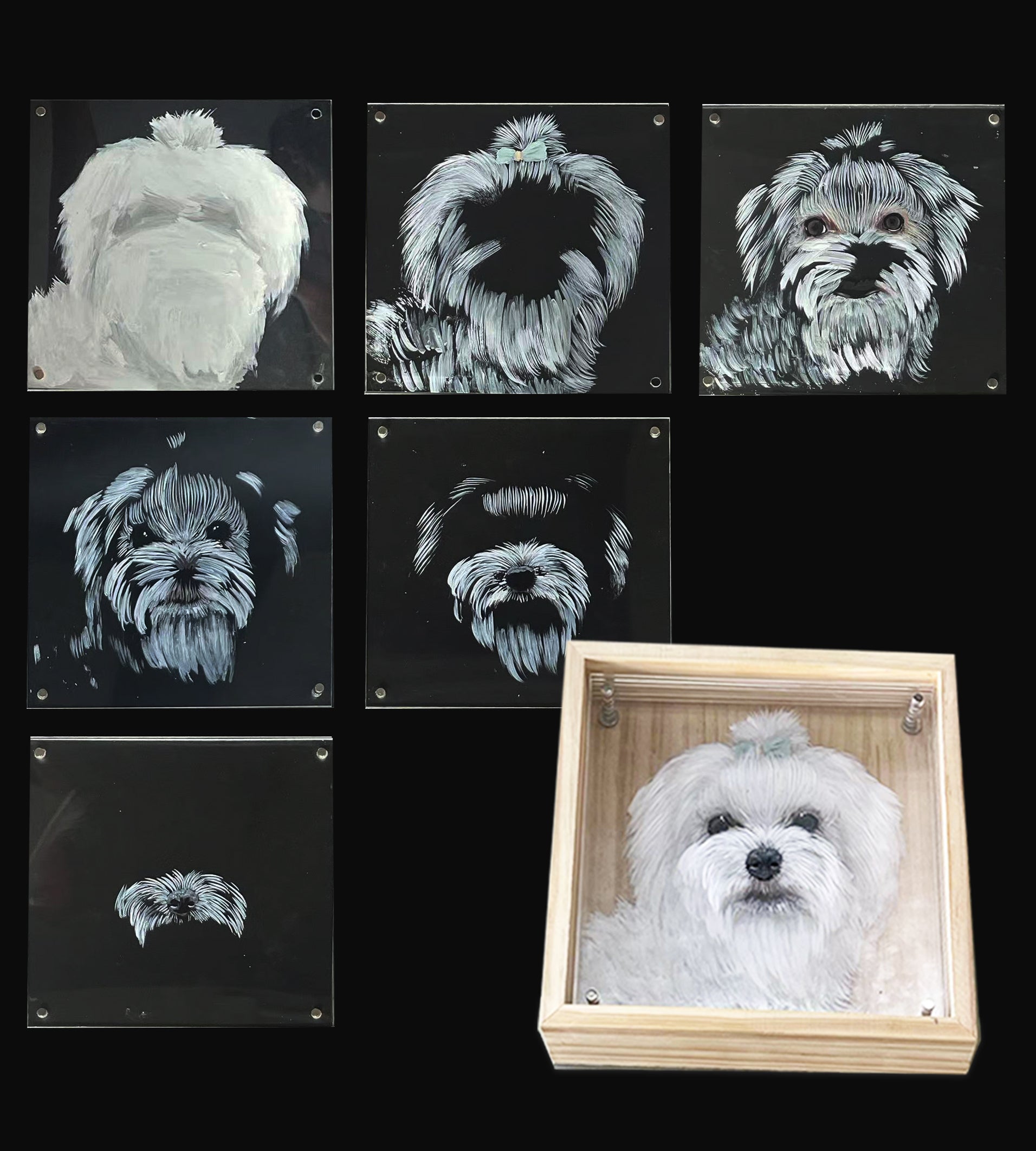 2024LuckyPet's Exquisite Hand-Painted Glass Pet Portraits: Custom Crafted for Cherished Memories