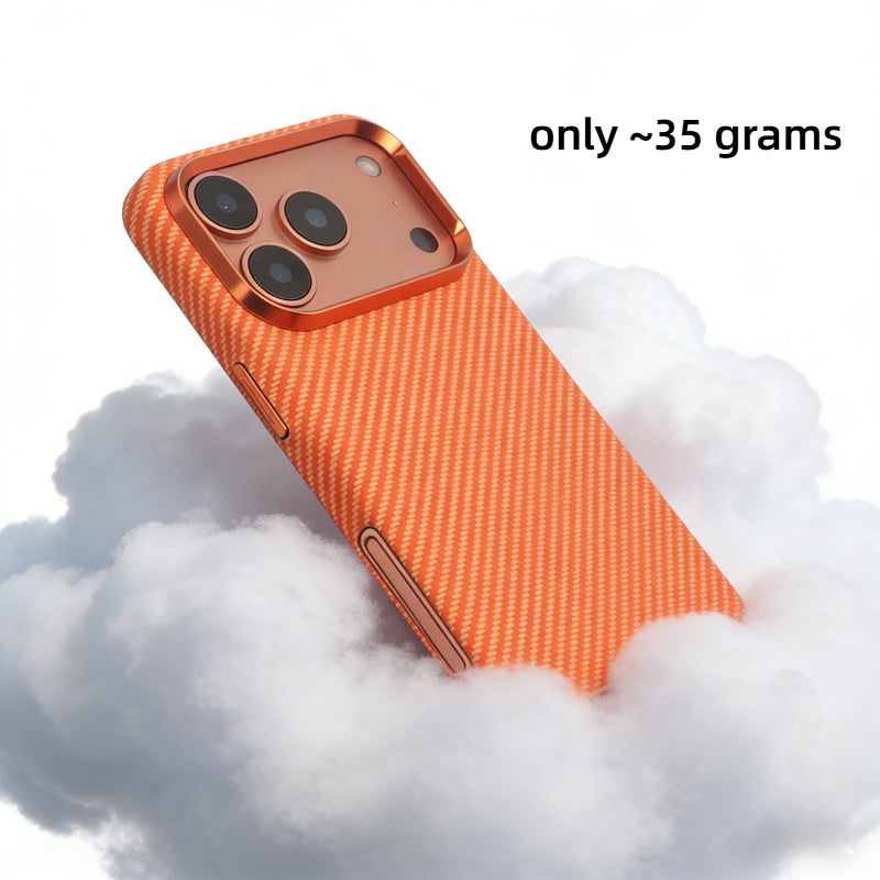 CASESUN Ultra-light iPhone 17 Pro Max case weighing about 35 grams, designed for minimal bulk and everyday comfort.