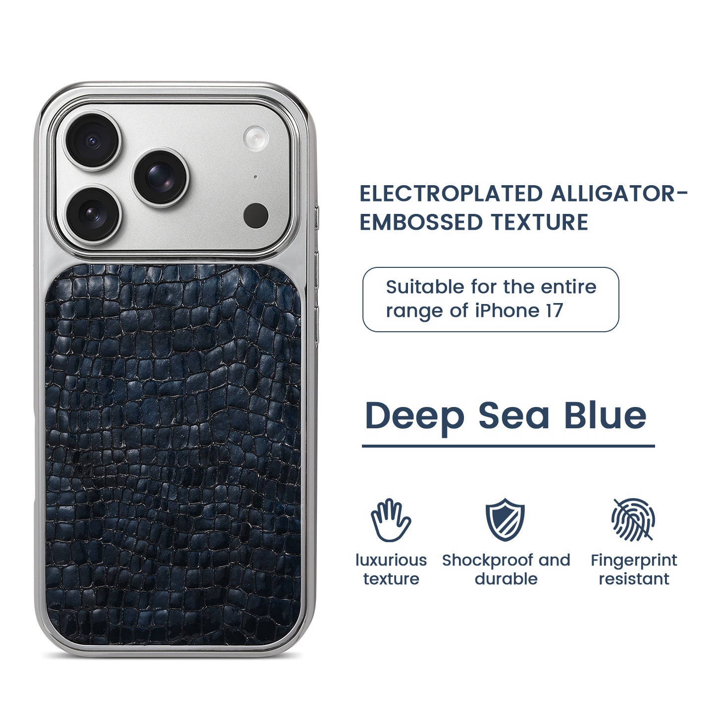 Crocodile Texture Electroplated Frame Case for iPhone 17 Series