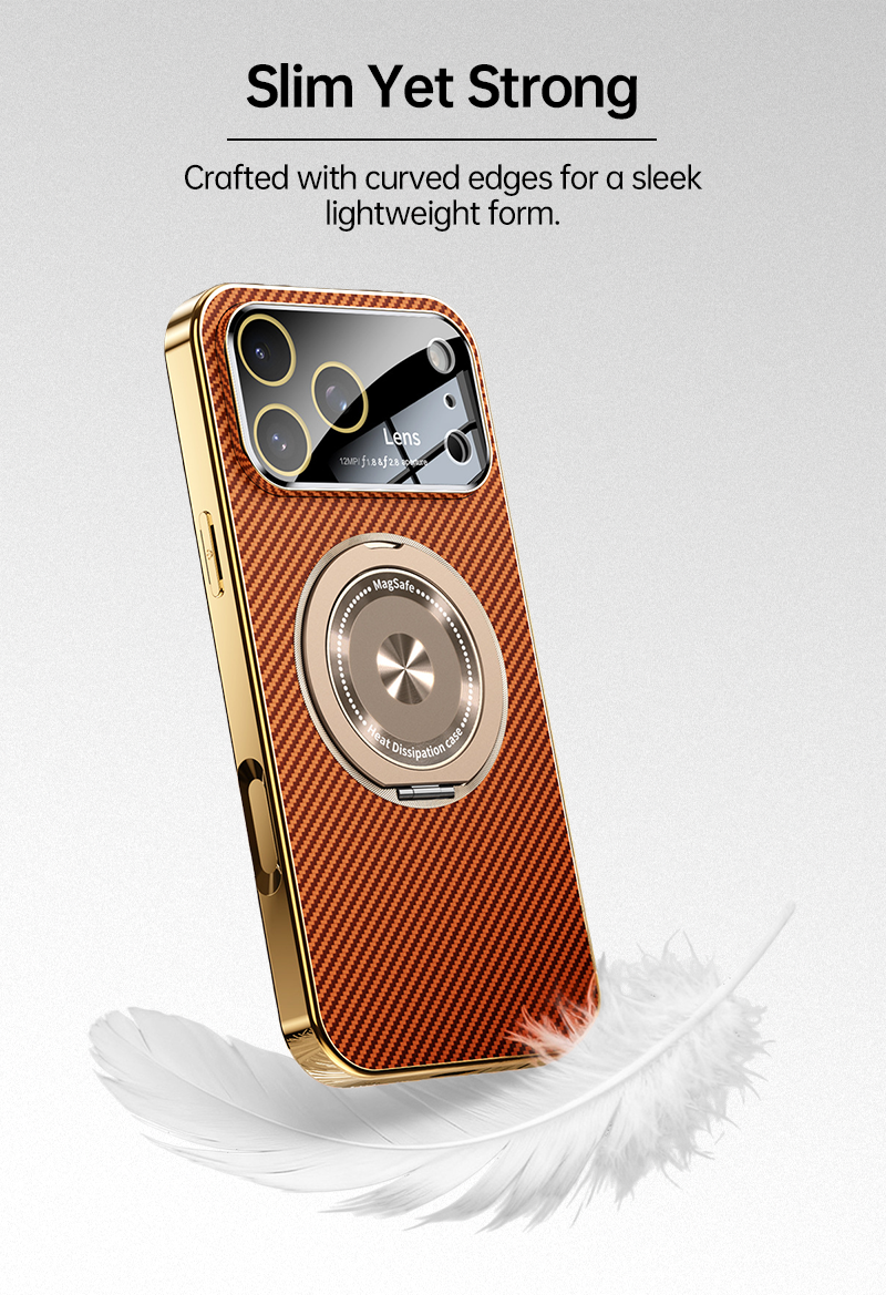 CASESUN slim yet strong iPhone 17 Pro Max MagSafe case with electroplated curved edges, offering lightweight protection and luxury appearance.