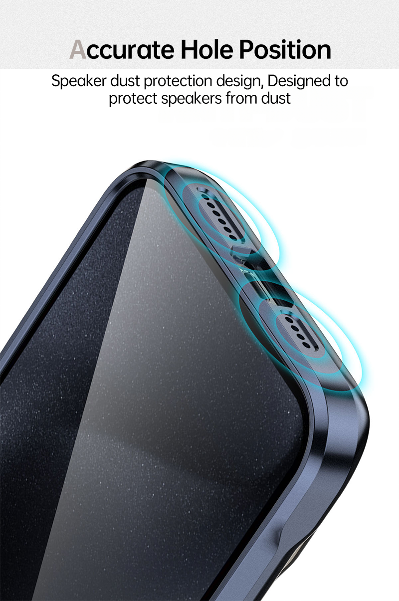 CASESUN-"Speaker dust protection design of iPhone 17 Pro Max MagSafe case with accurate hole cutouts.