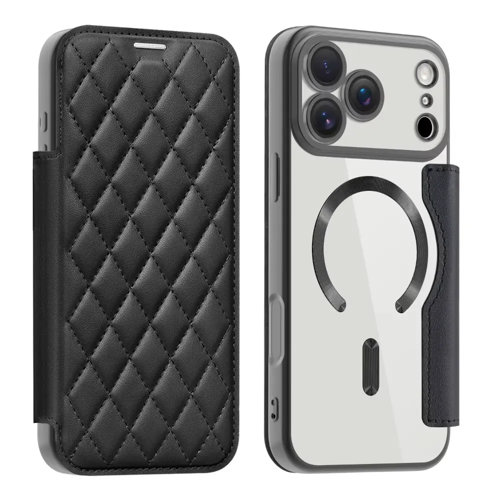 New Striped Leather Folio Wallet Case for iPhone