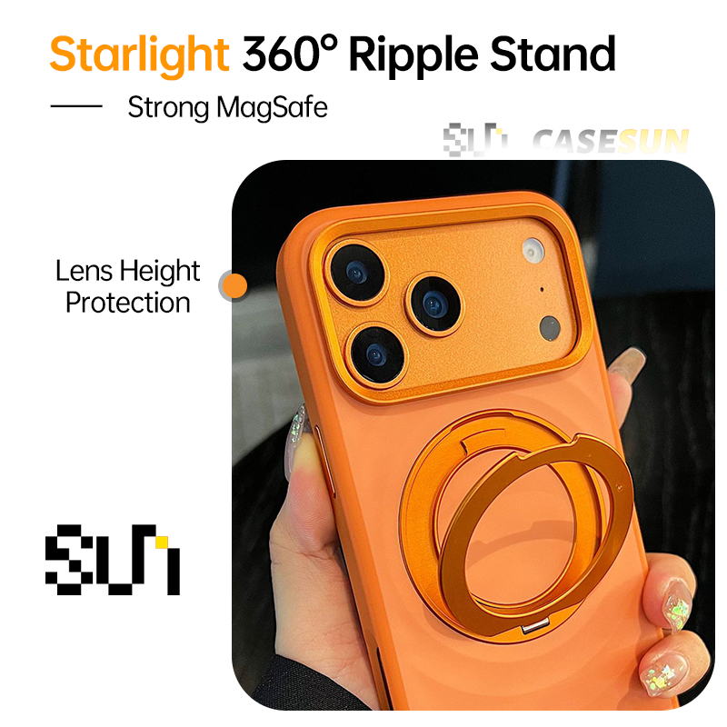 CASESUN iPhone 17 Pro Max ripple 360° stand case full display.