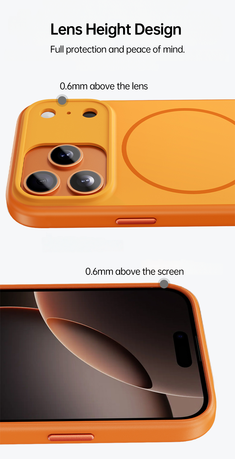 CASESUN-Close-up of raised bezels around iPhone 17 Pro Max camera and screen.
