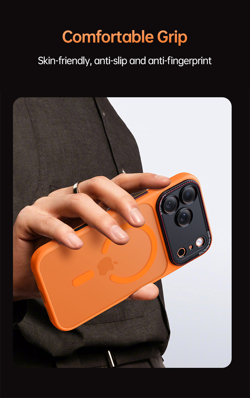 CaseSun iPhone 17 Pro Max frosted matte magnetic case showing silky smooth grip texture.