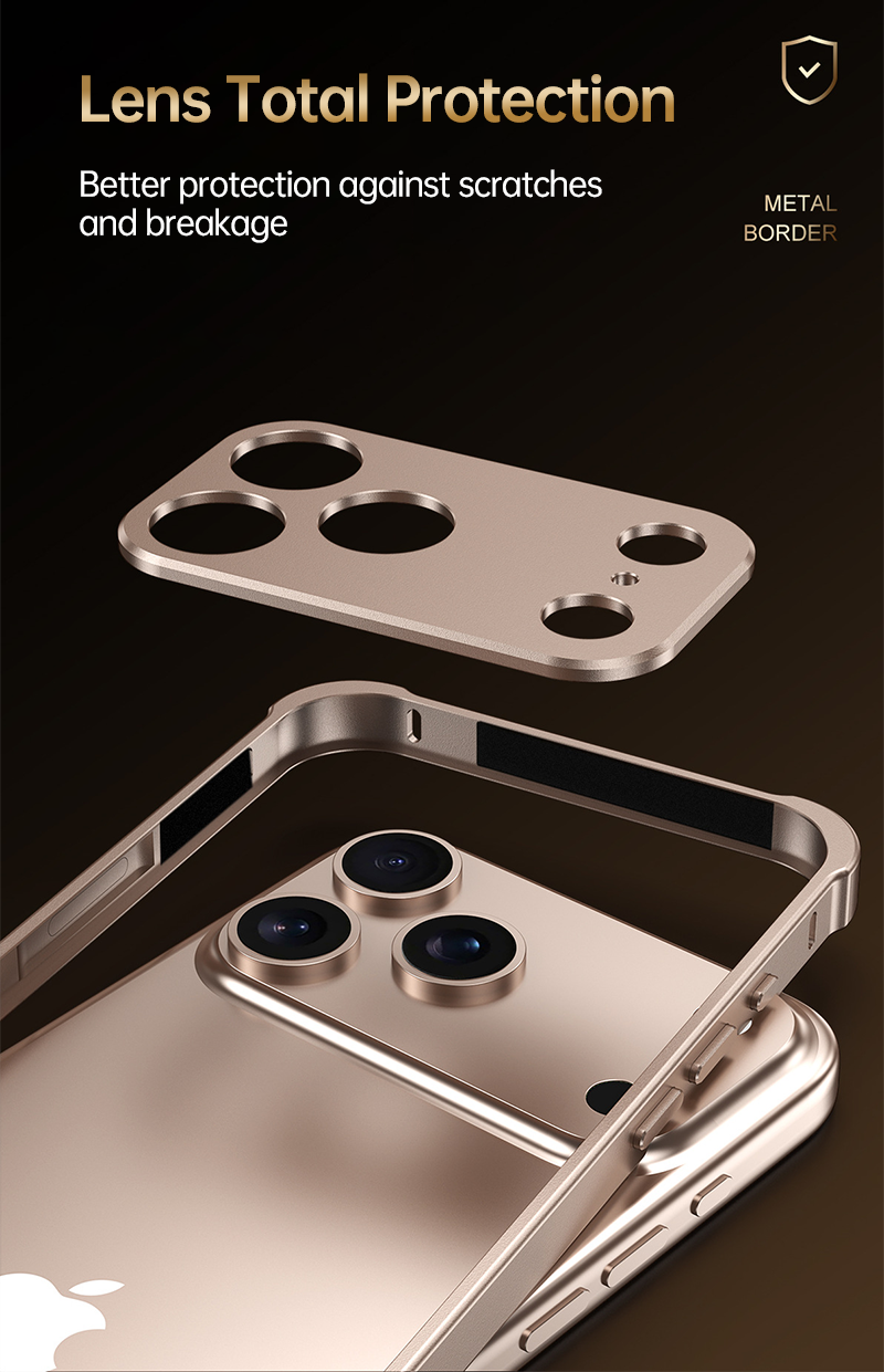 CASESUN iPhone 17 Pro Max metal lens protector ring integrated with alloy frame for full camera protection.
