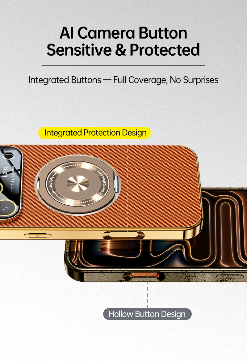 CASESUN iPhone 17 Pro Max case with AI camera button and integrated protection design, ensuring sensitive control and full-coverage defense.