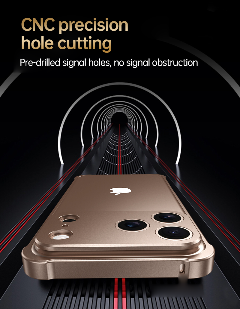 CASESUN iPhone 17 Pro Max metal frame with CNC pre-drilled signal holes — strong protection without interference.