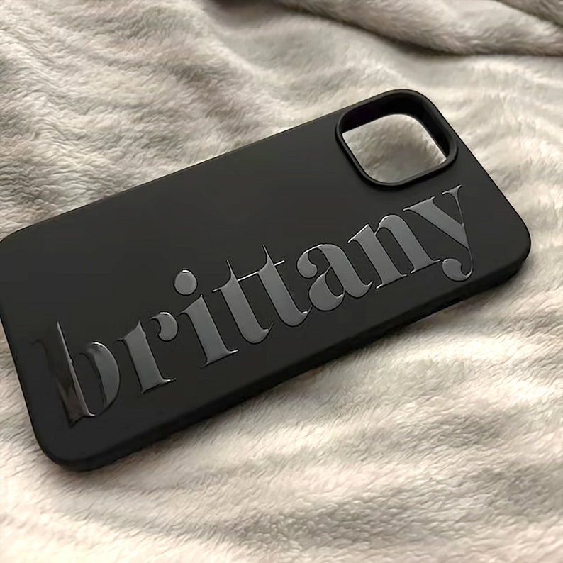Custom Name or Logo iphone case Embossed glossy Name Black silicone personalized iphone case