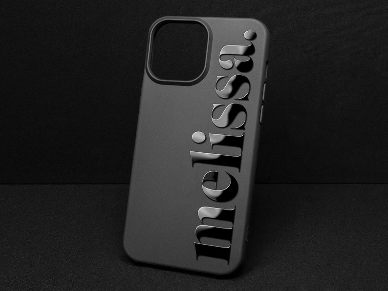Custom Name or Logo iphone case Embossed glossy Name Black silicone personalized iphone case