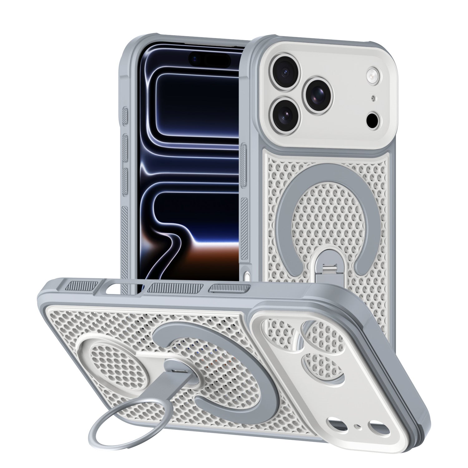 Full-Cover Honeycomb-Patterned 360° Magnetic Case for iPhone 17 Series