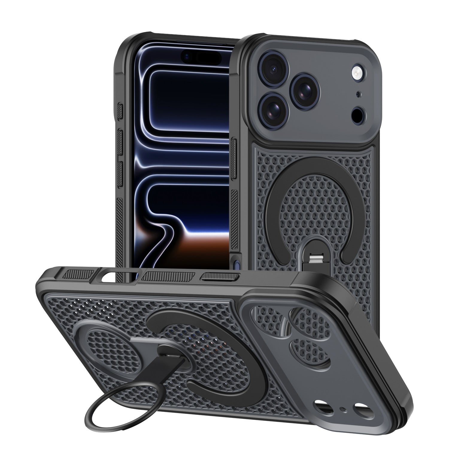 Full-Cover Honeycomb-Patterned 360° Magnetic Case for iPhone 17 Series