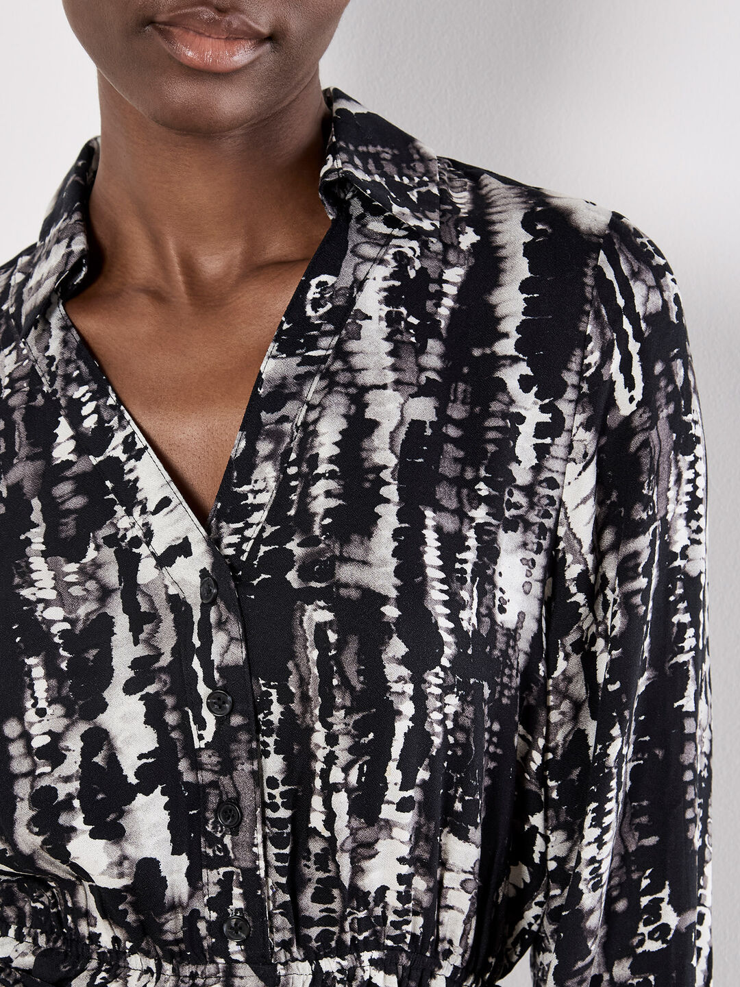 Black Tie Dye Stripe Shirt Mini Dress