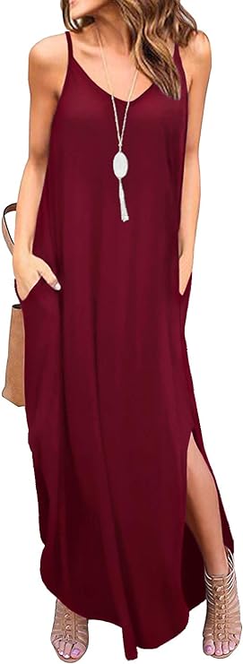 Women's Summer Casual Loose Dress Beach Cover Up Long Cami Maxi