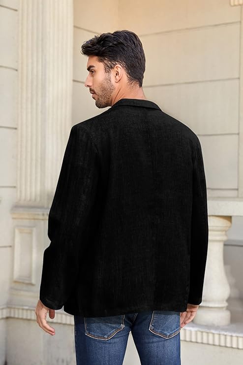 Mens Casual Suit Blazer Jackets Linen Lightweight Loose Fit Fashion Sports Coats