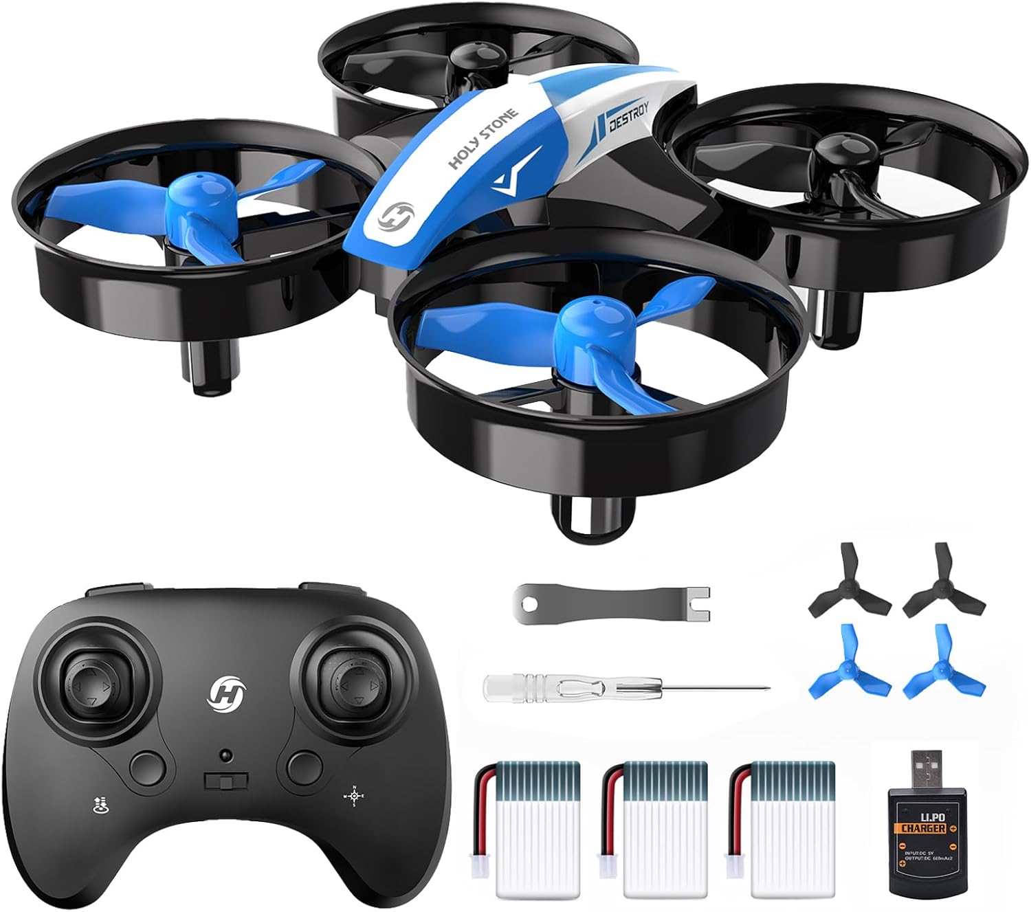 Mini Drone for Kids and Beginners RC Nano Quadcopter Indoor Small Helicopter Plane with Auto Hovering. 3D Flips. Headless Mode and 3 Batteries. Great Gift Toy for Boys and Girls. Blue