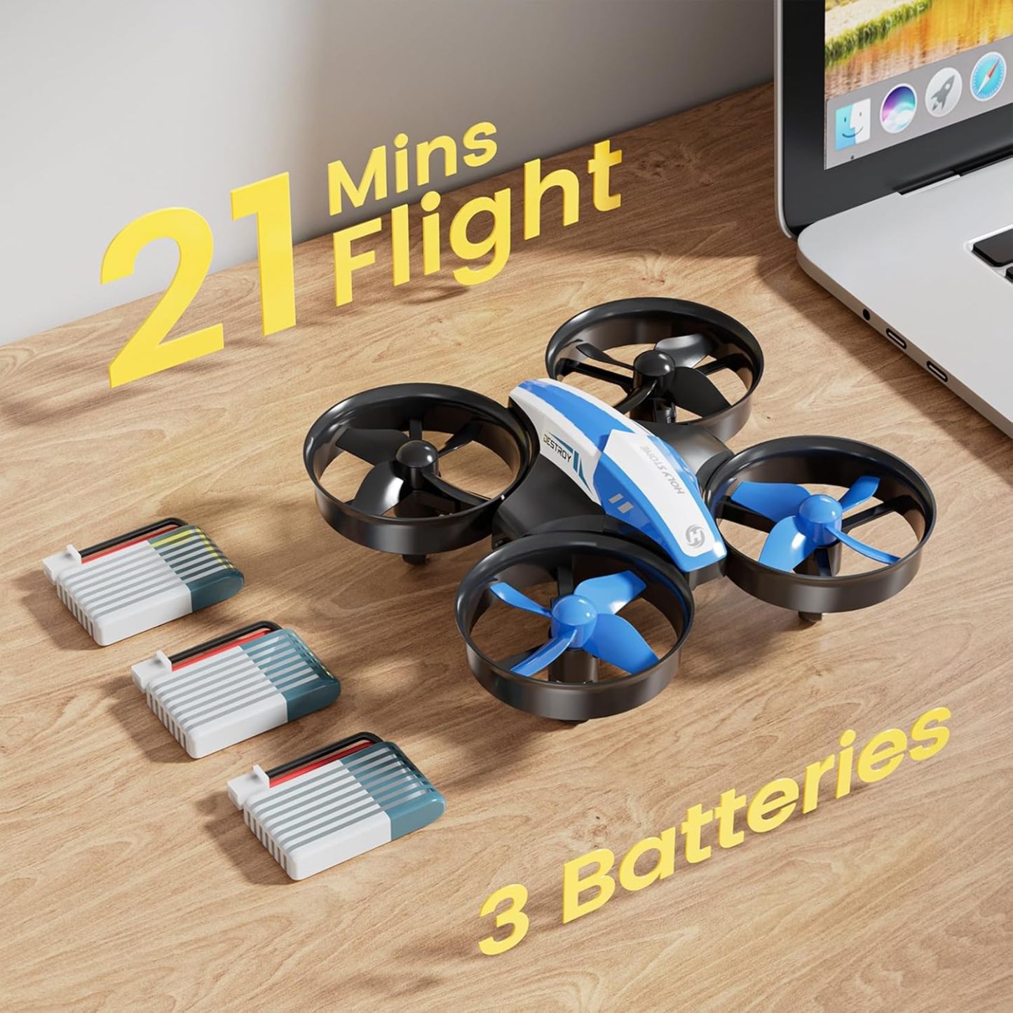 Mini Drone for Kids and Beginners RC Nano Quadcopter Indoor Small Helicopter Plane with Auto Hovering. 3D Flips. Headless Mode and 3 Batteries. Great Gift Toy for Boys and Girls. Blue