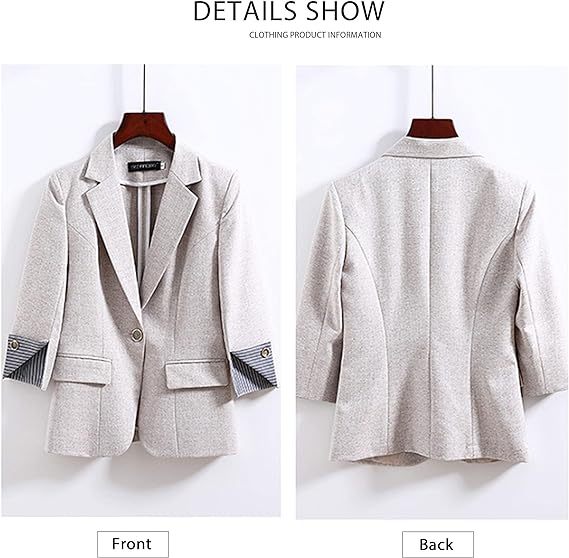 Womens Casual Jacket Casual Work Blazer Office Jacket Slim Fit Blazer for Business Lady