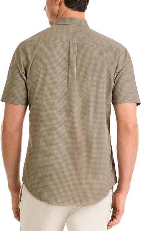 Men's Wrinkle Free Short Sleeve Button Down Check Shirt