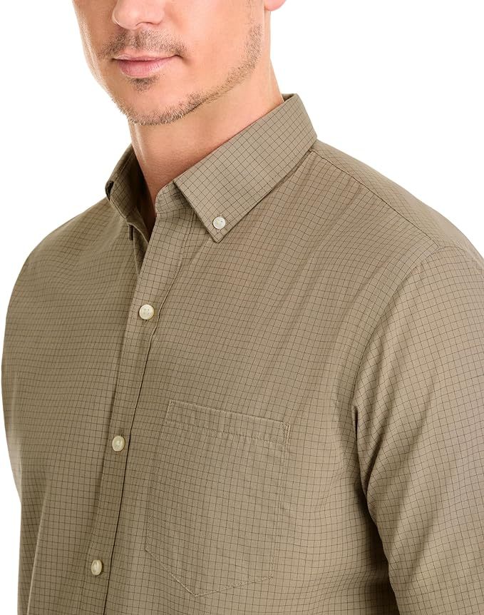 Men's Wrinkle Free Short Sleeve Button Down Check Shirt