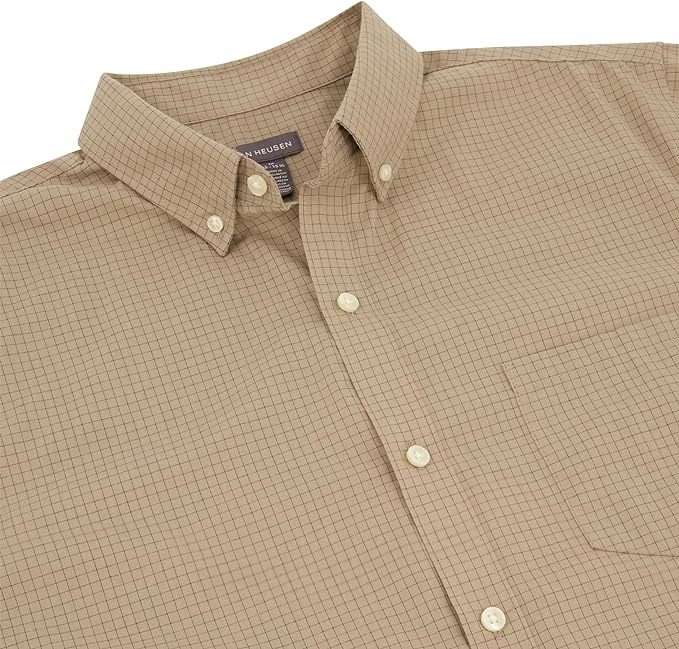 Men's Wrinkle Free Short Sleeve Button Down Check Shirt
