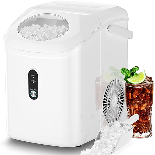 Small Sonic Ice Maker - White (33lbs/24h Suitable For Home, Kitchen, Office)