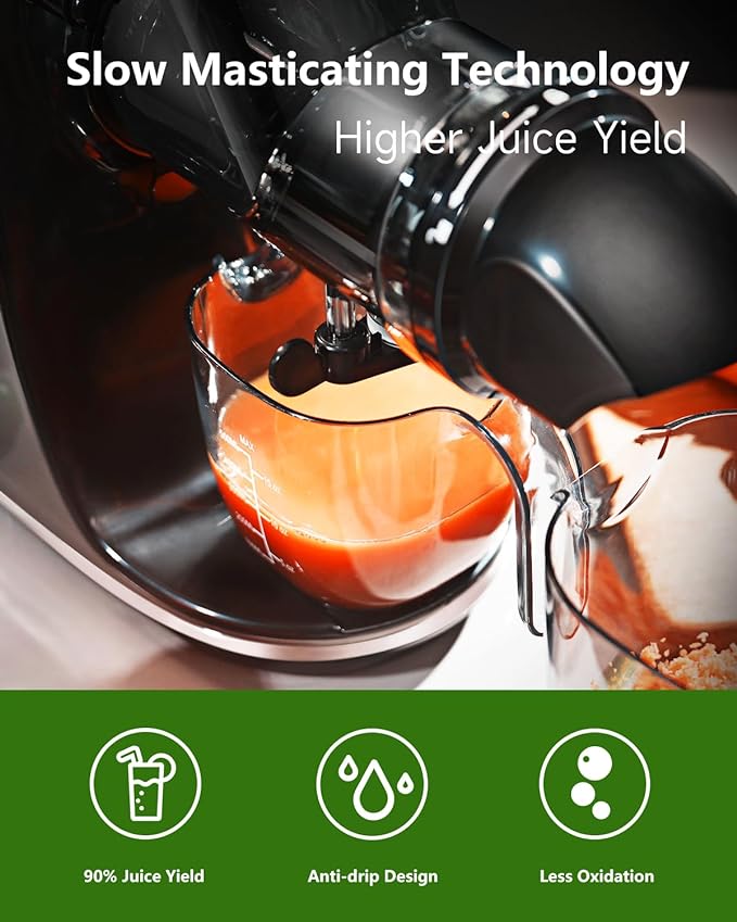 Juicer Machines - Crimson (with 3-Inch Wide Chute, 2-Speed Modes & Reverse Function)