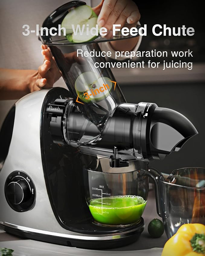 Juicer Machines (with 3-Inch Wide Chute, 2-Speed Modes & Reverse Function)
