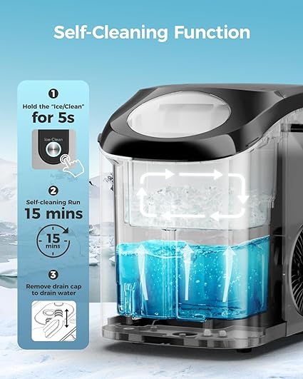 Small Sonic Ice Maker - White (33lbs/24h Suitable For Home, Kitchen, Office)