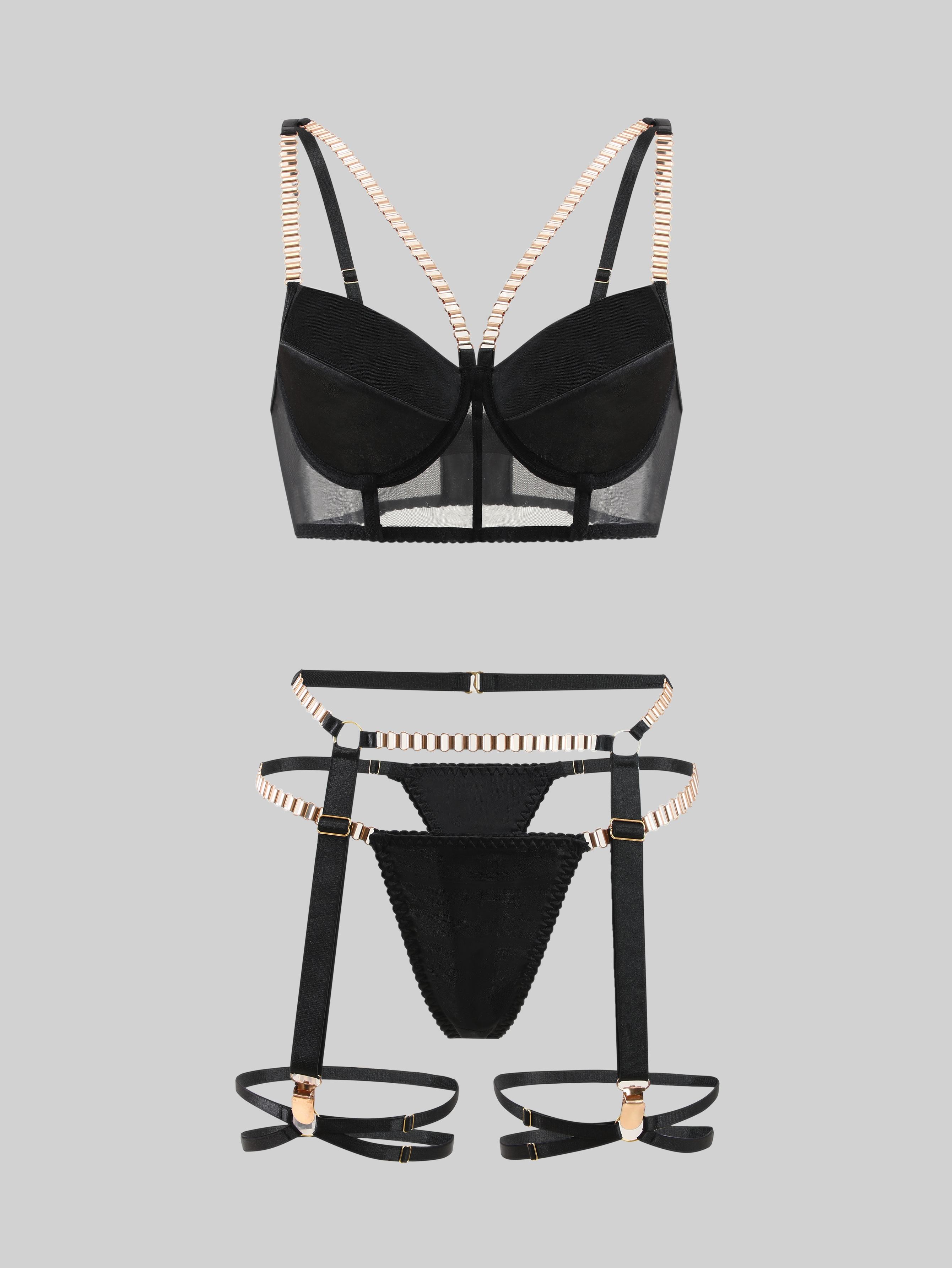 Cut Out Tops Diamond chocker with Garter Belt