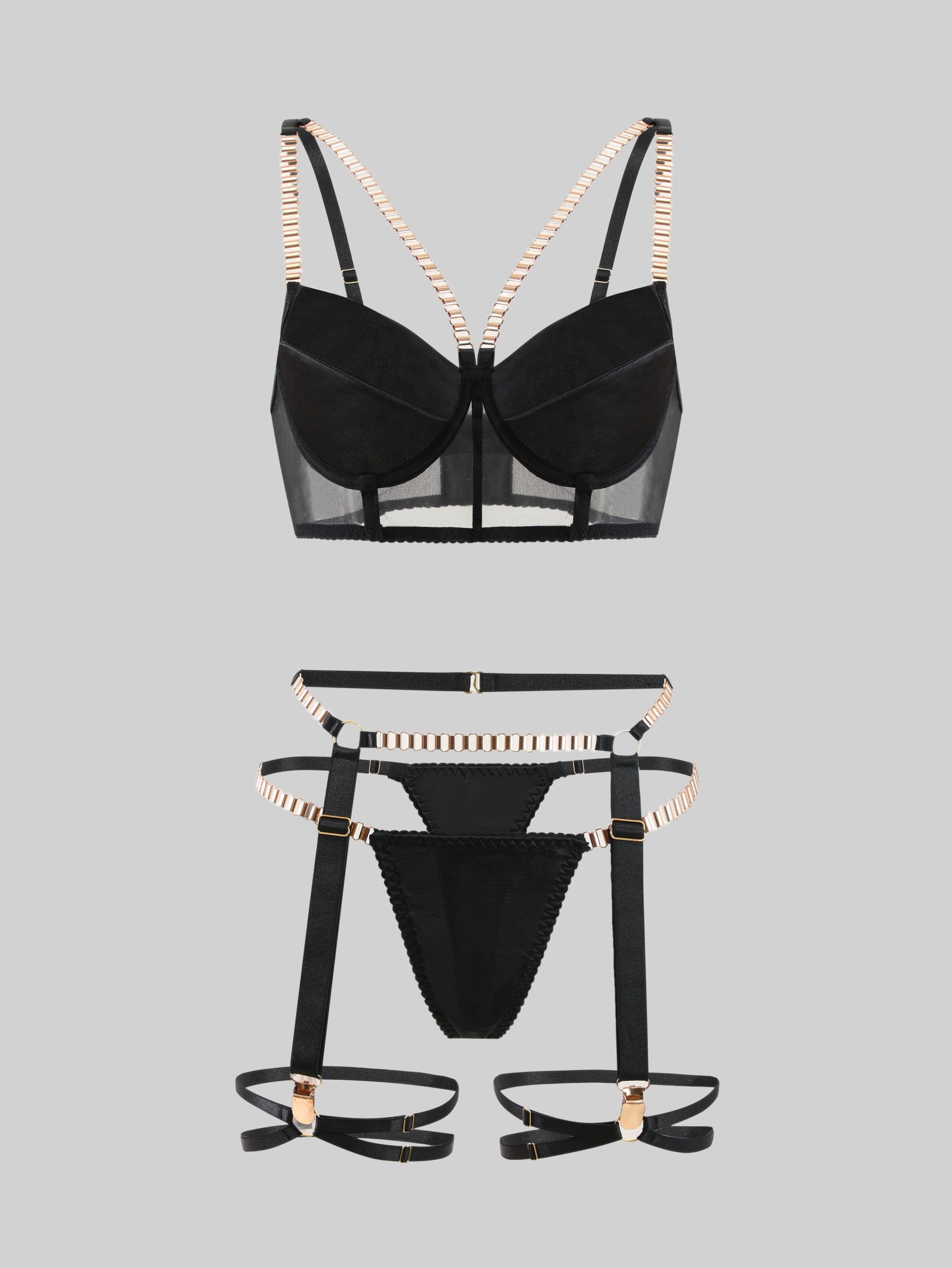 Cut Out Tops Diamond chocker with Garter Belt