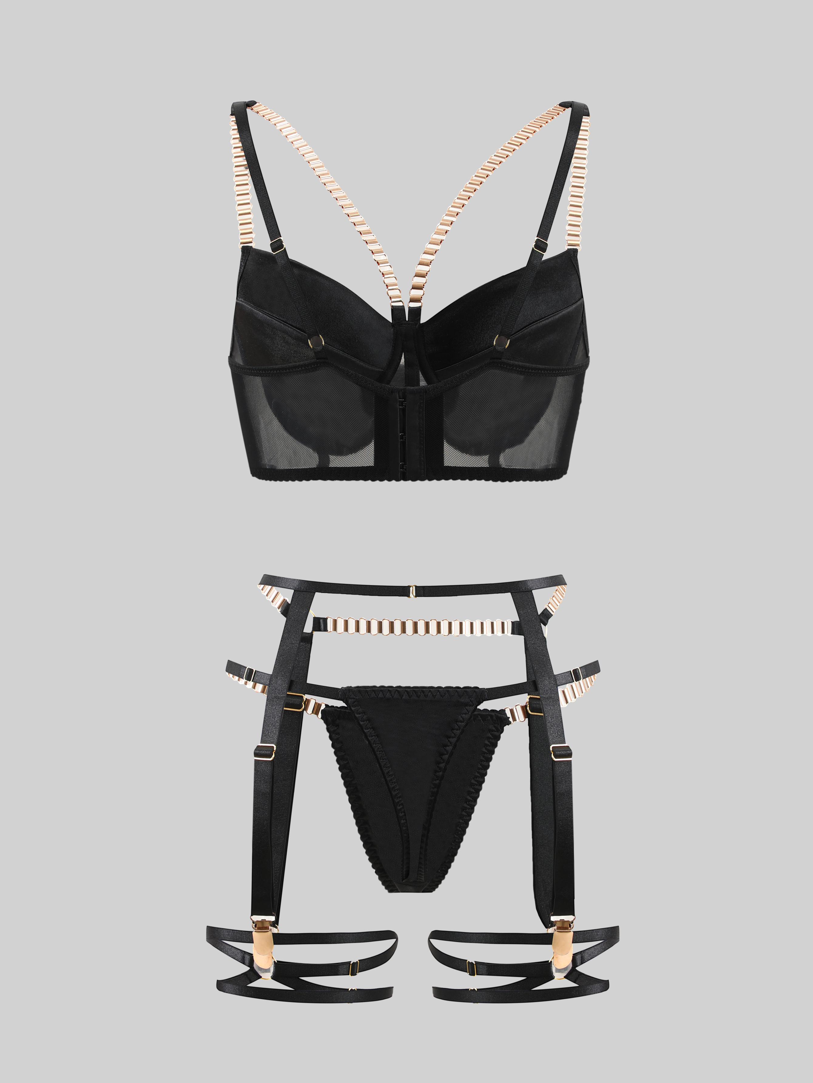 Cut Out Tops Diamond chocker with Garter Belt