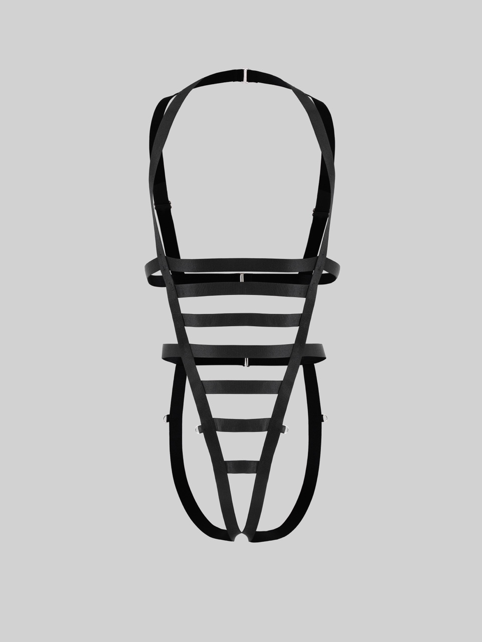 Black Strap Bondage-Inspired One-Piece Lingerie