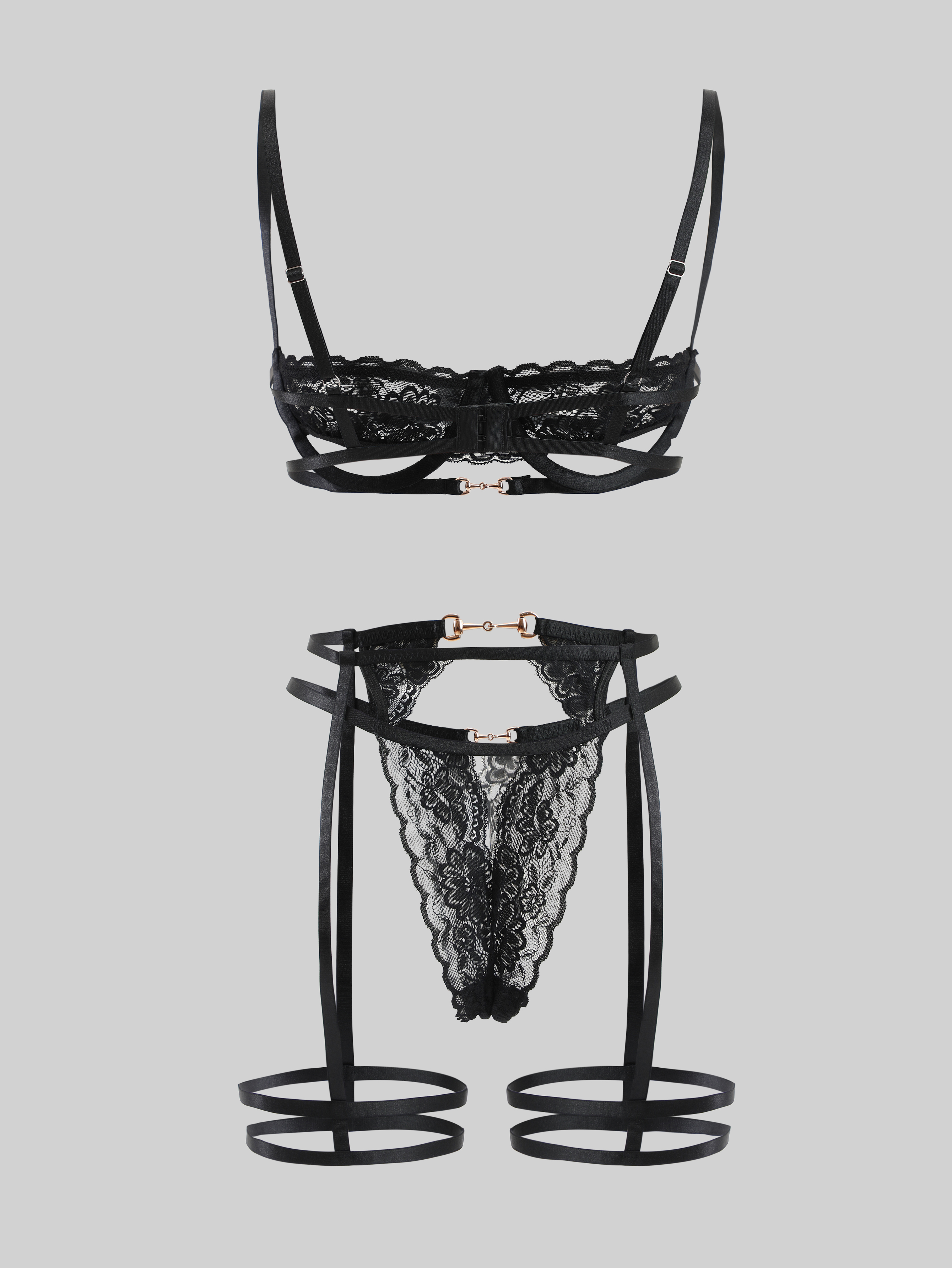 Garter lace lingerie set Romance design horseshoe buckle