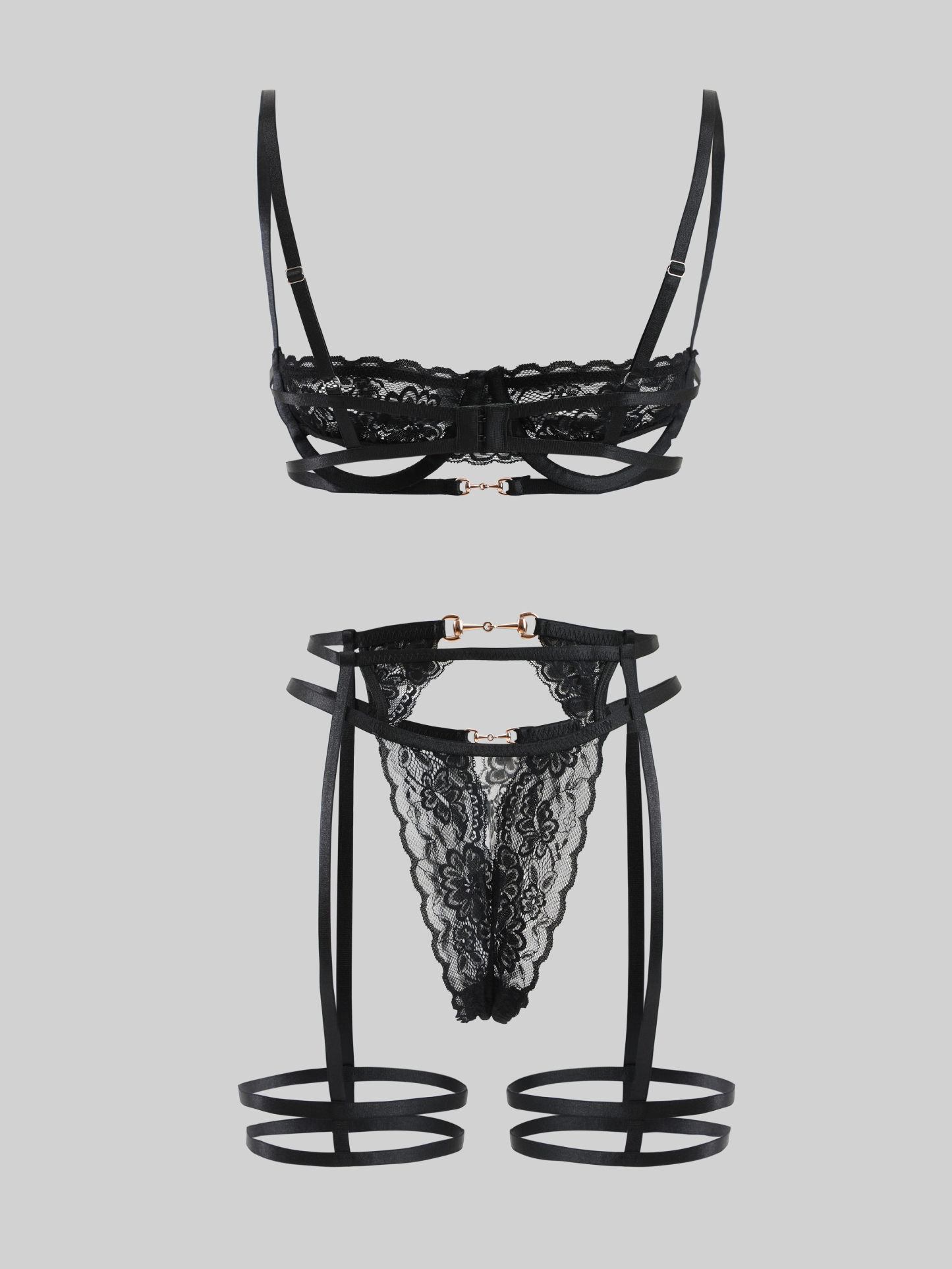 Garter lace lingerie set Romance design horseshoe buckle