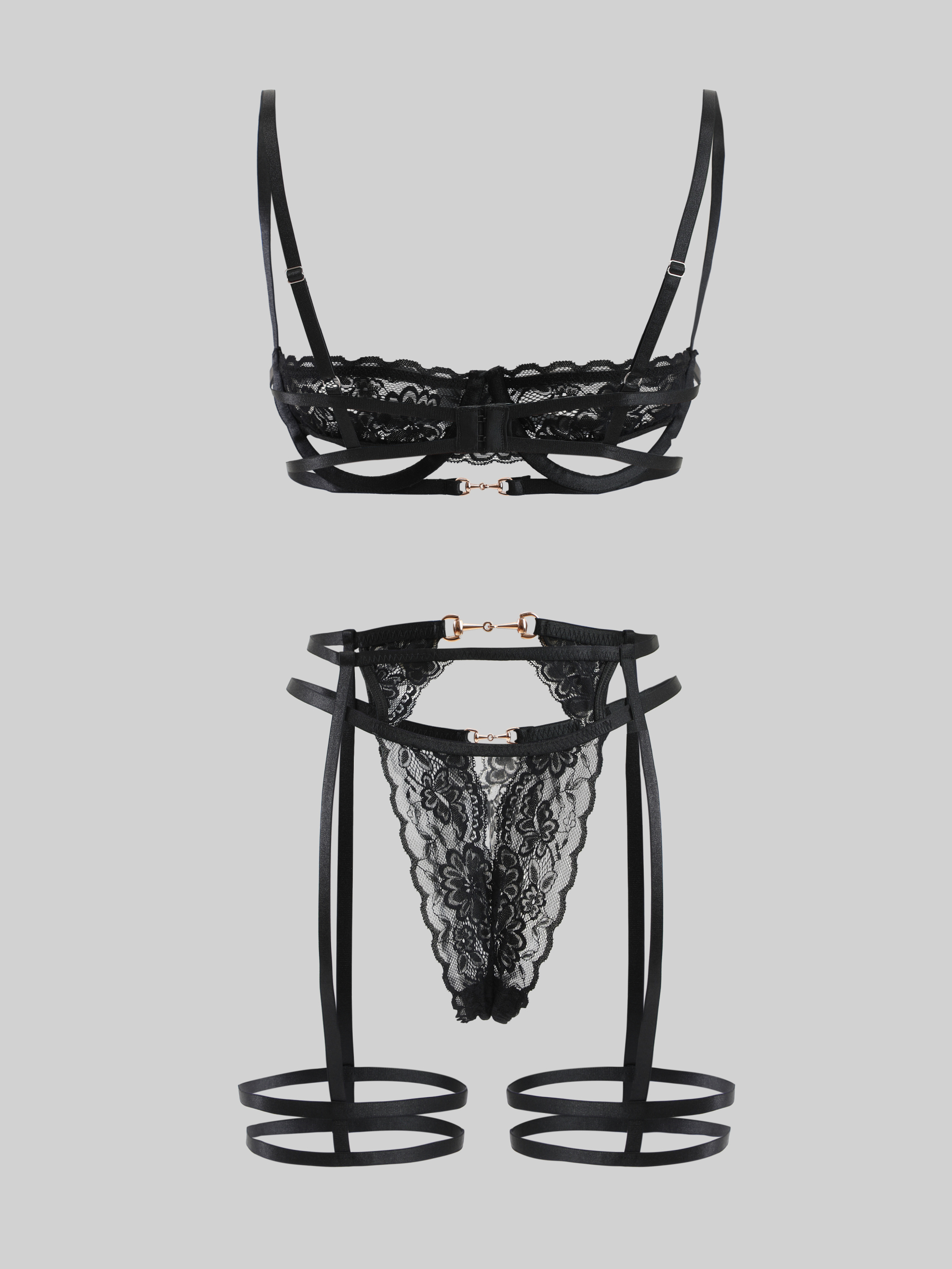 Garter lace lingerie set Romance design horseshoe buckle