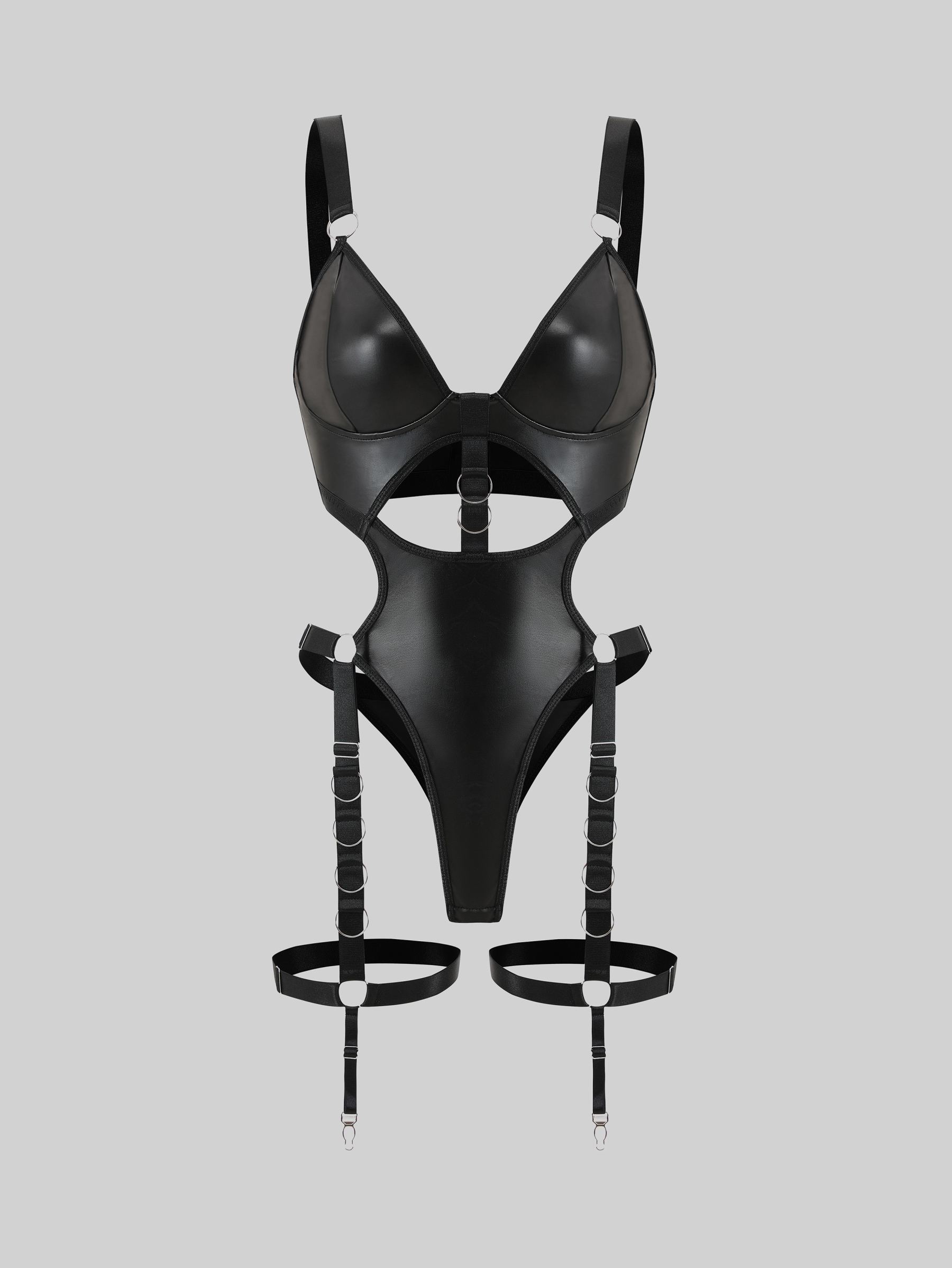 Leather Garter With Choker and Bodysuit