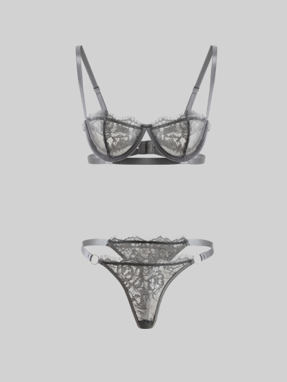 Floral Lace Bra and Panty Sets （2 Piece ）