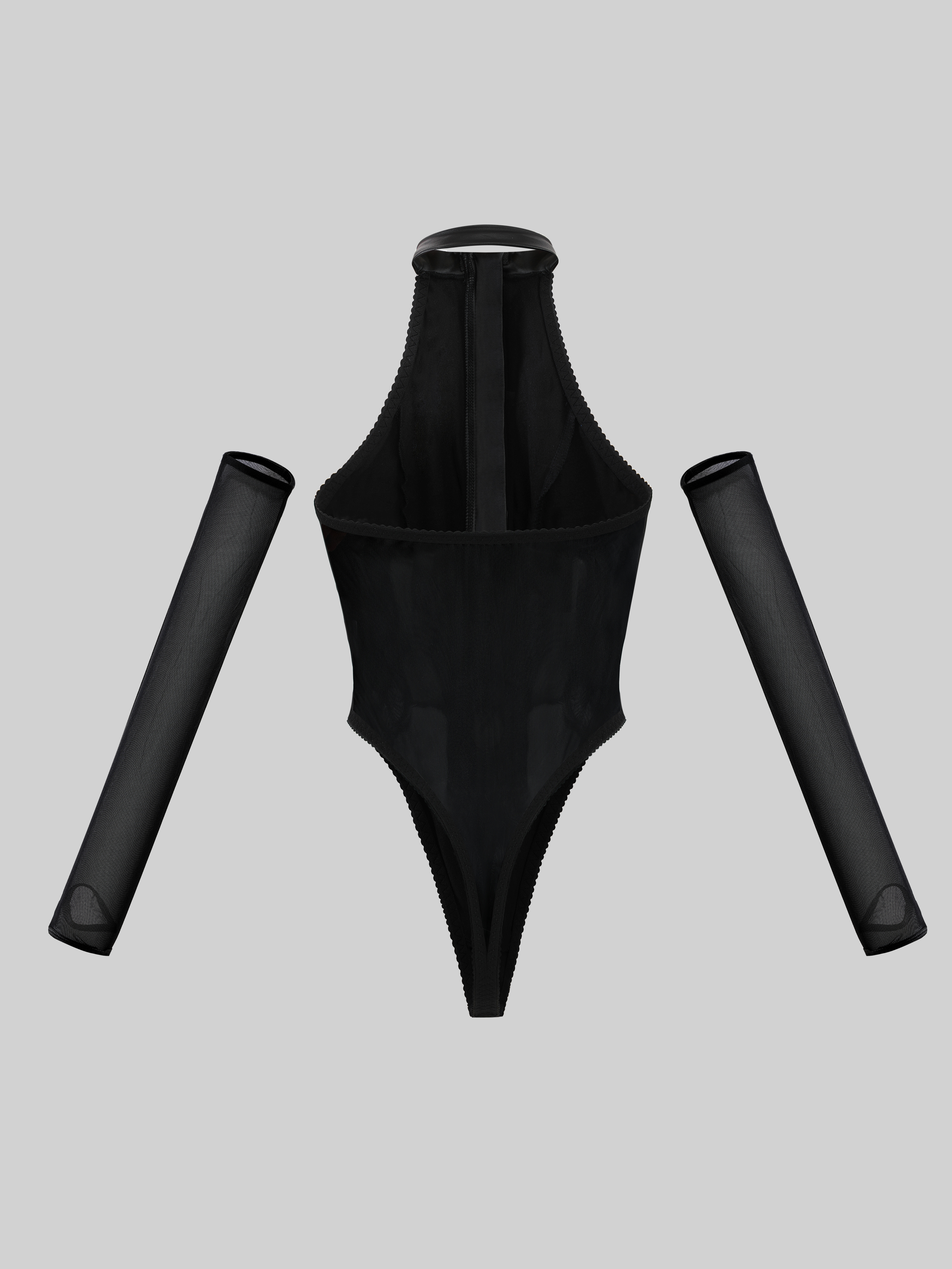 Leather Bodysuit With Zipper (2 Piece)