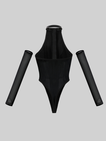 Leather Bodysuit With Zipper (2 Piece)