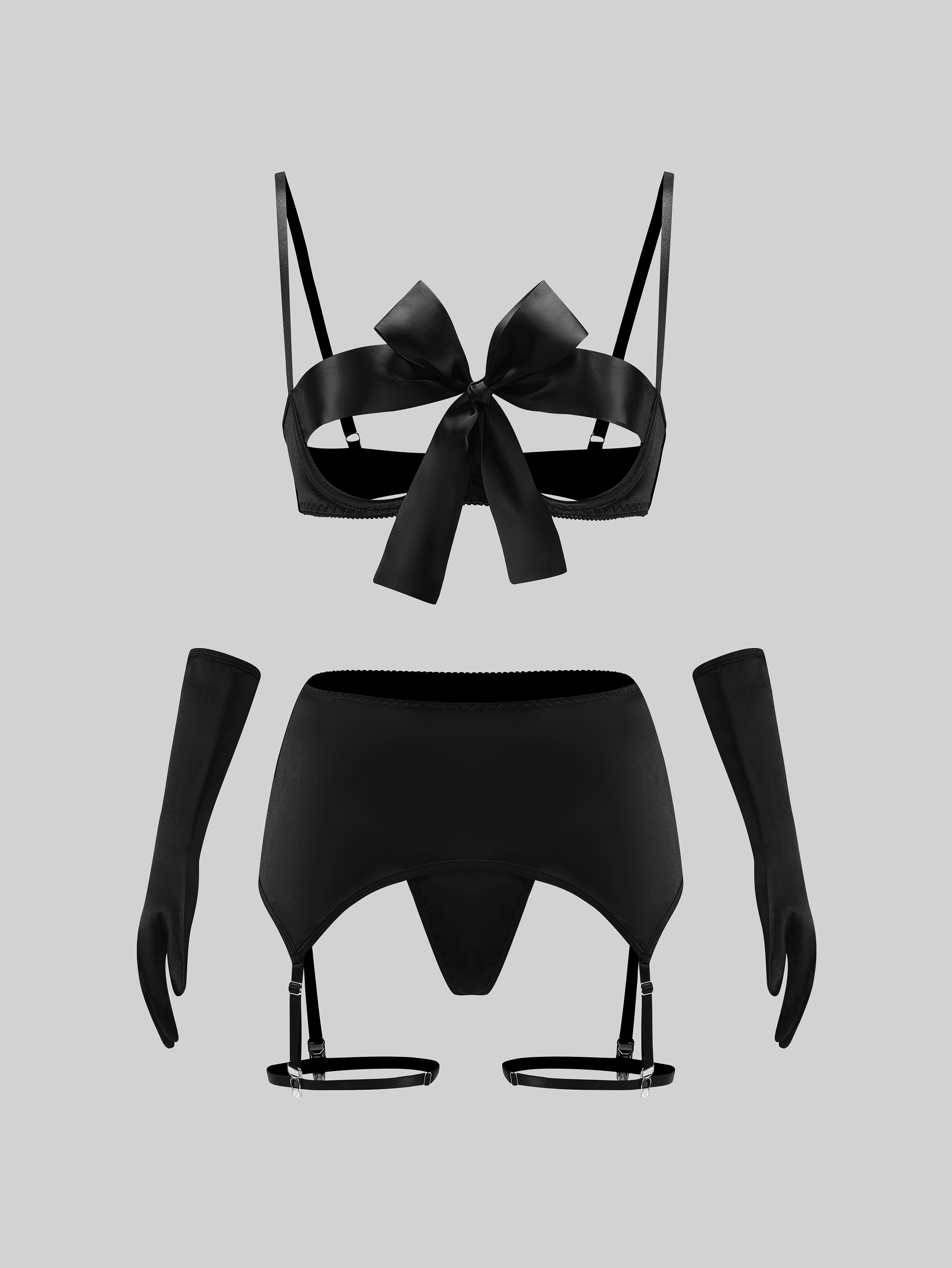 Bow-Tied With Garter Lingerie Set