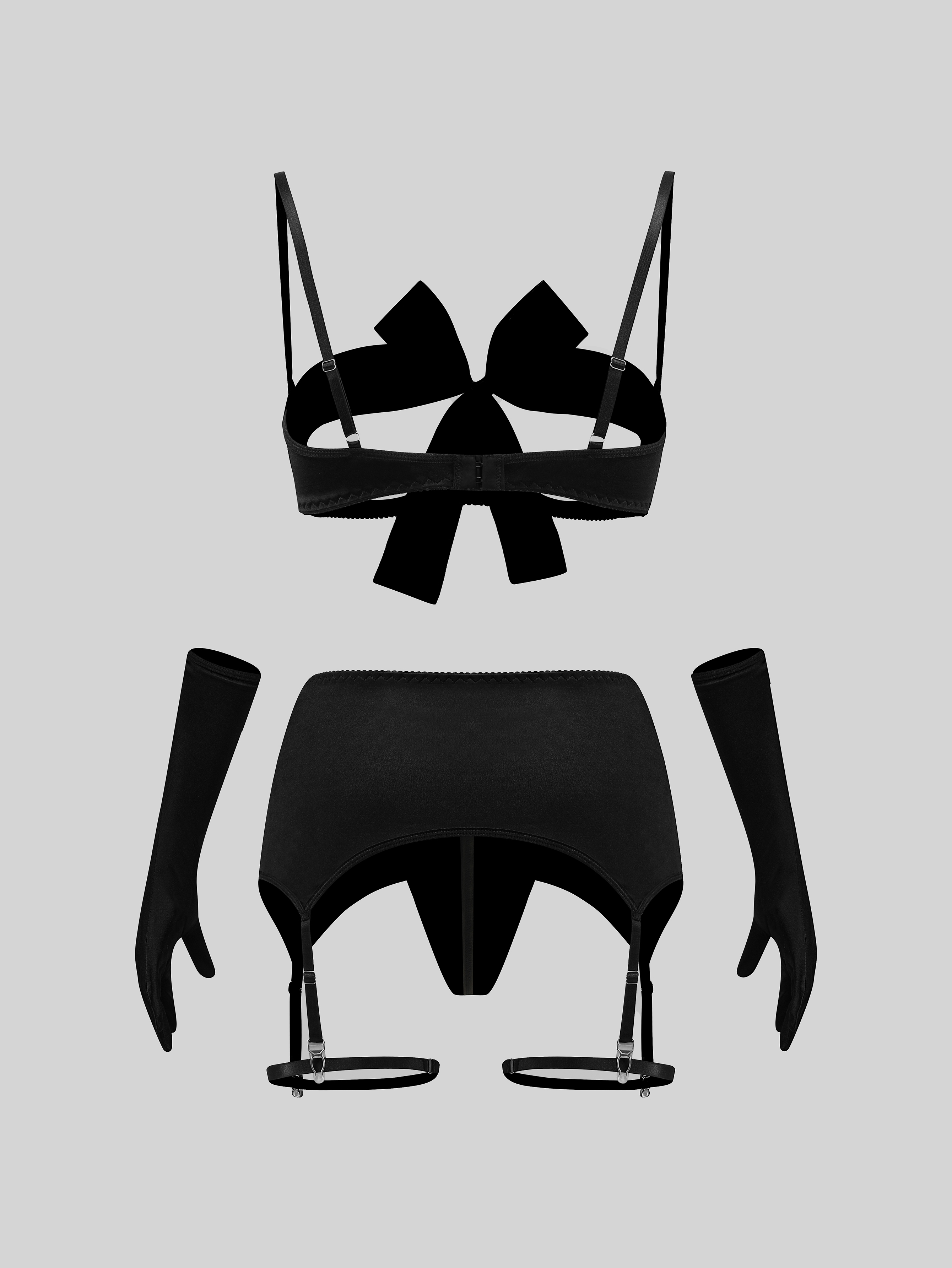 Bow-Tied With Garter Lingerie Set
