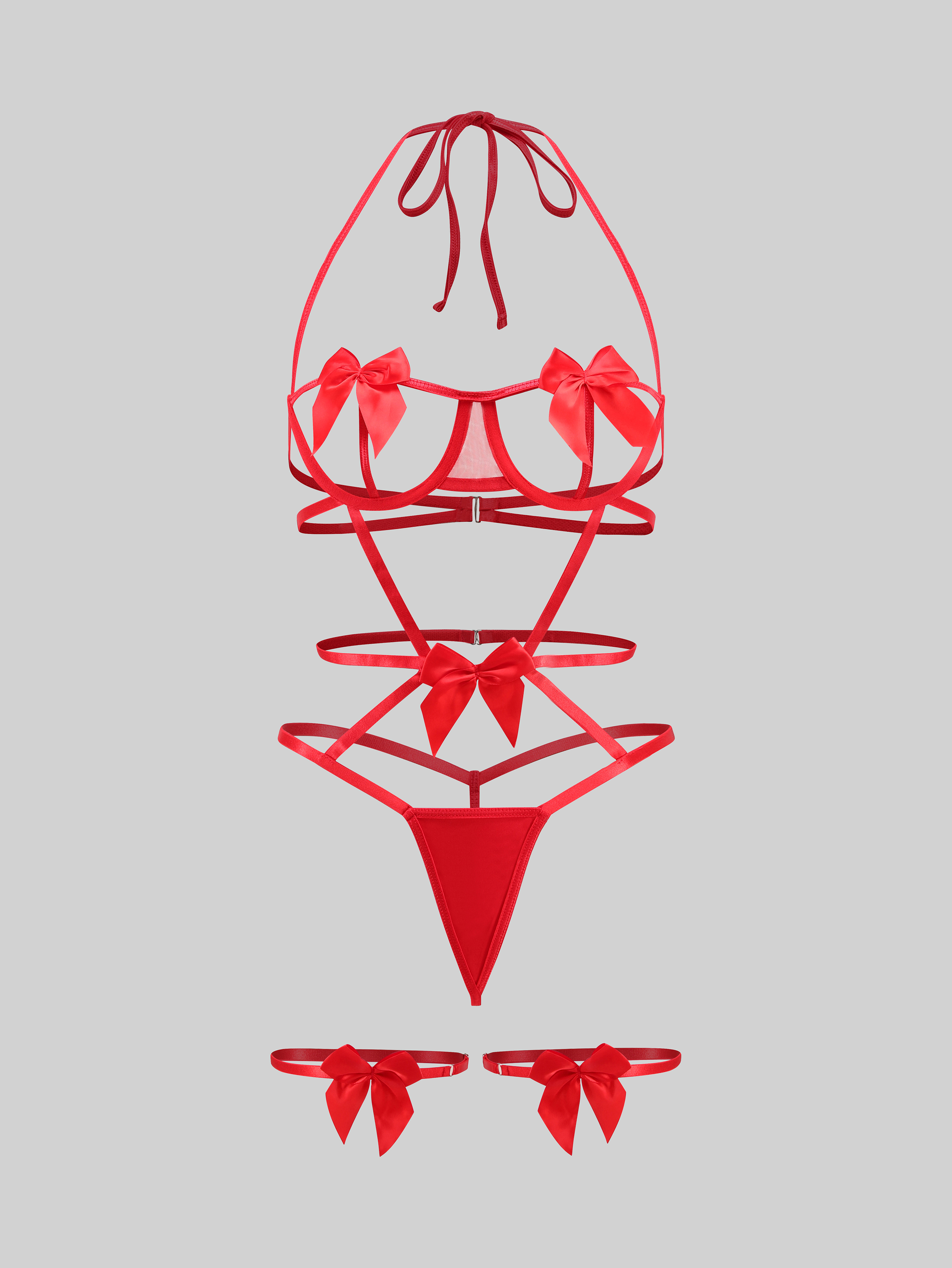 Exquisite bow tie sexy strappy Set