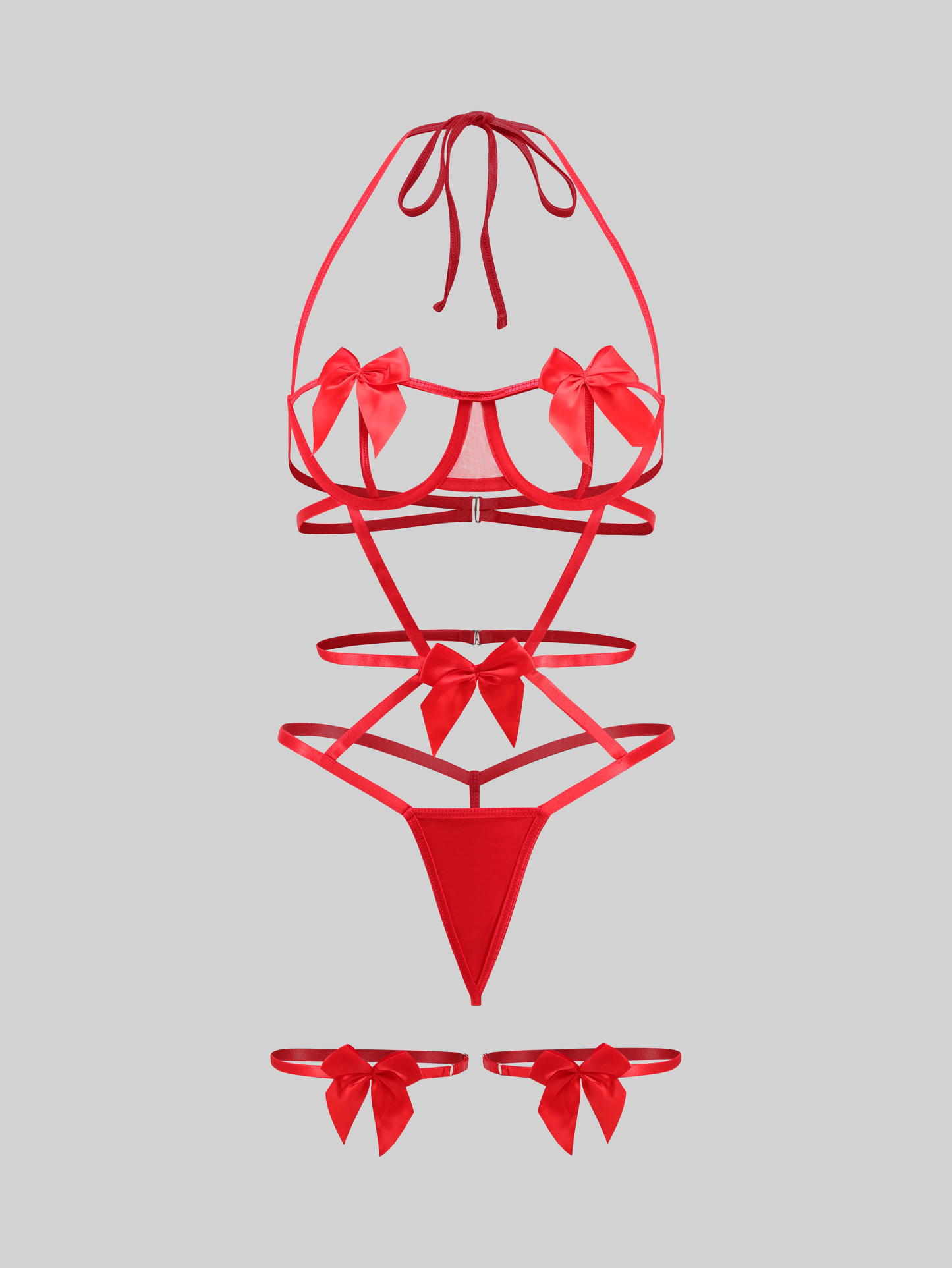 Exquisite bow tie sexy strappy Set